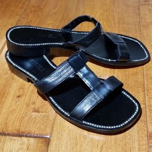 Vaneli Black Block Heel Sandal w/Diamonds SZ 7N